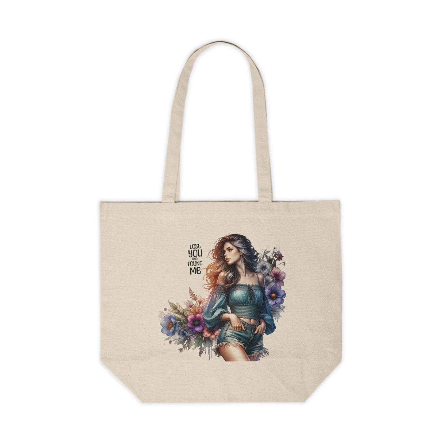 Lost You and Found Me Floral Art Tote Bag, Inspirational Canvas Shopper, Eco-Friendly Beach Bag, Cute Gift for Her, Unique Market Carryall