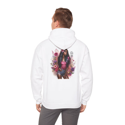 I Am My Own Happily Ever After Floral Self-Love Hooded Sweatshirt | Cozy Unisex Sweatshirt for Self-Care, Perfect for Gifts, Relaxation, and Everyday Wear