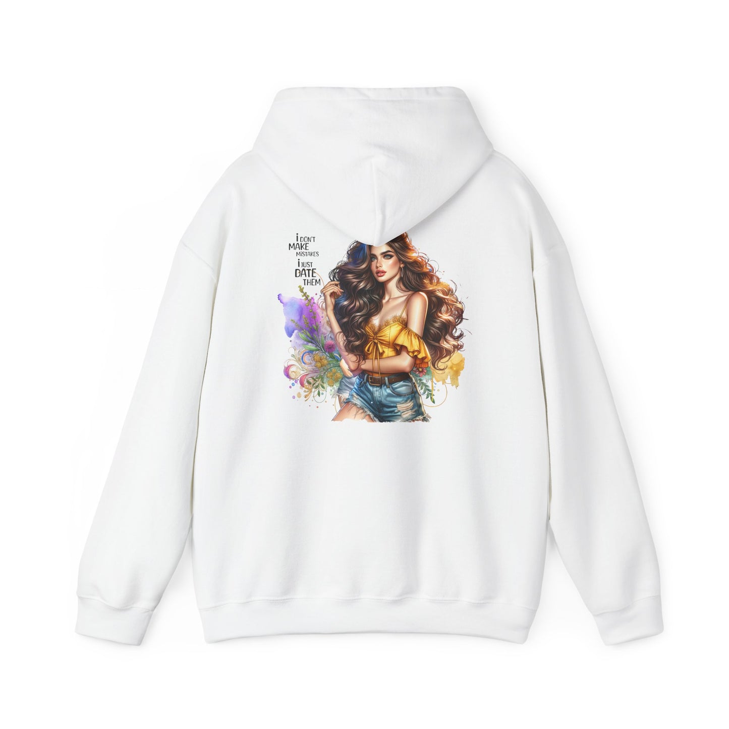 I Don`t  Make Mistakes, I Just Date Them Colorful Artistic Hooded Sweatshirt with Inspirational Quote, Cozy Unisex Pullover, Streetwear Fashion, Unique Gift Idea, Art Lover Apparel