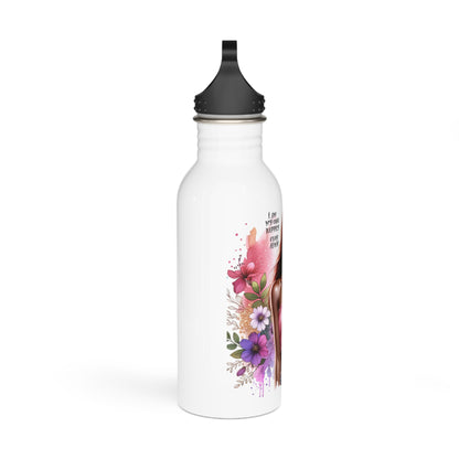 I Am My Own Happily Ever After Inspirational Floral Stainless Steel Water Bottle | Unique Artwork & Positive Quote