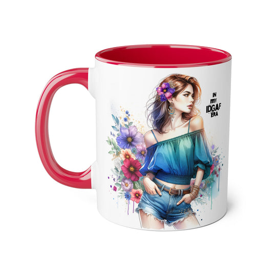 IDGAF Floral Accent Mug - Stylish Coffee Mug for Sassy Souls, Gift for Friends, Unique Home Decor, Perfect for Birthdays, Fun Collectible