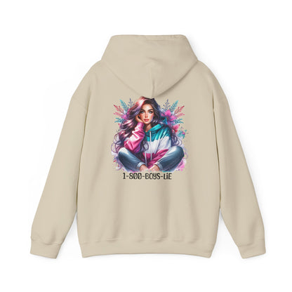 1-800-Boys-Lie Colorful Graphic Hoodie for Women, Cozy Unisex Sweatshirt, Trendy Streetwear, Perfect Gift for Any Occasion