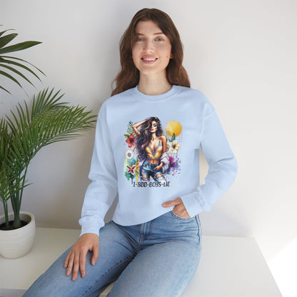 1-800-Boys-Lie Boho Chic Crewneck Sweatshirt with Floral Design, Unisex Gift, Self-Love Apparel, Cozy Casual Wear, Perfect for Relaxation