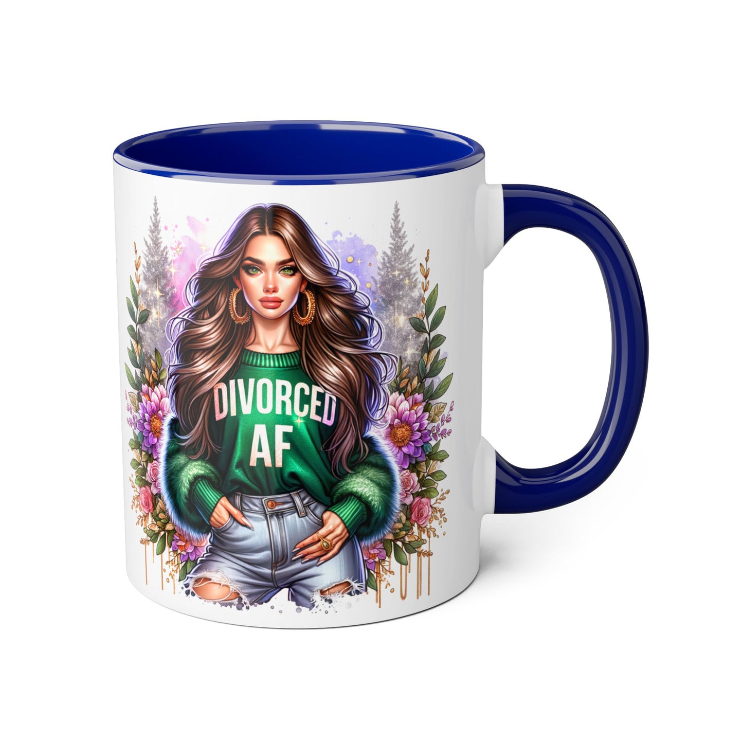 Stylish Accent Mugs for Empowering Sips, Floral Artwork, Perfect Gift for Divorced Friends, Motivational Tea or Coffee Cup