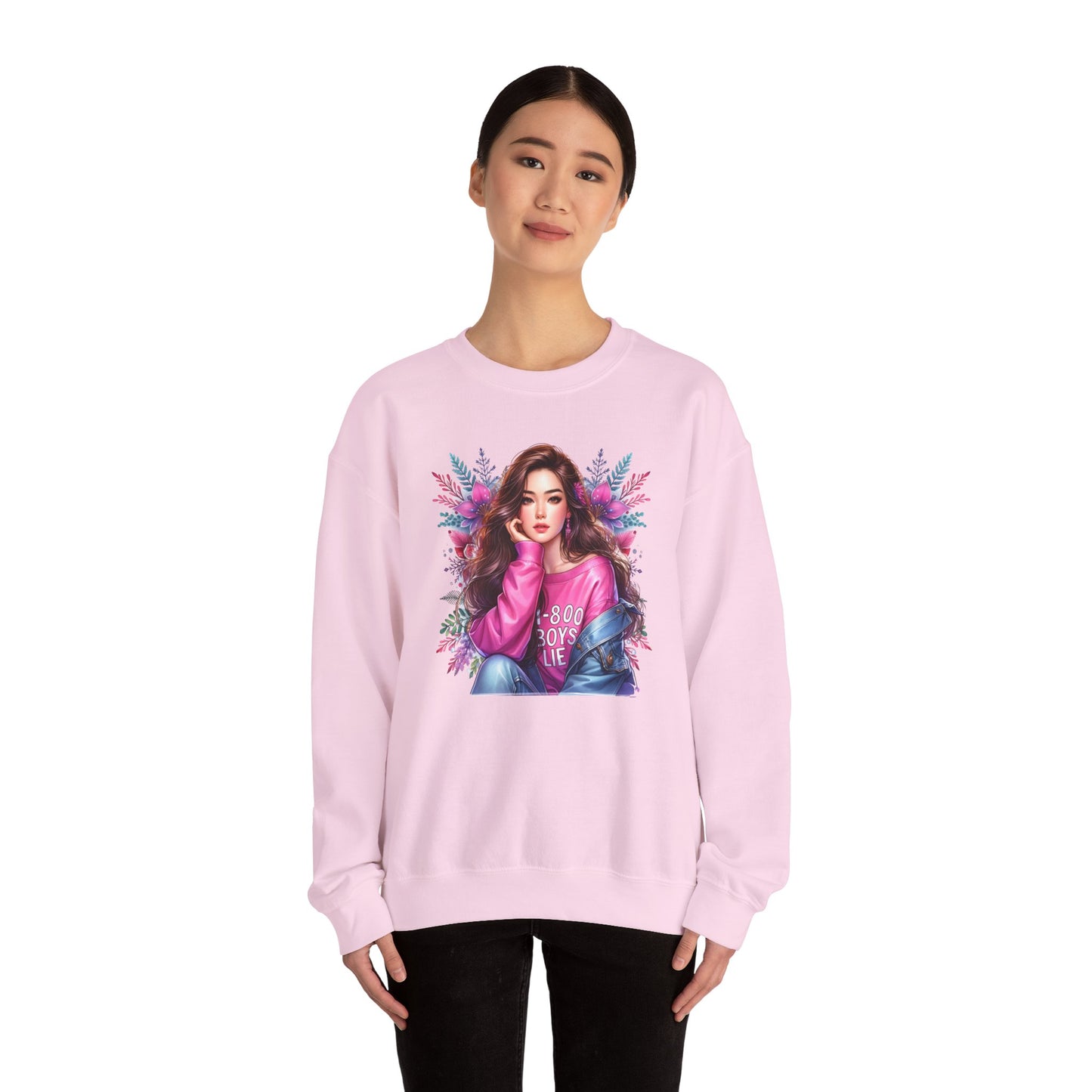 1-800-Boys-Lie Trendy Crewneck Sweatshirt - Cozy Unisex Pullover, Perfect for Casual Days, Gifts for Her, Cute Fashion Layering, Everyday Style