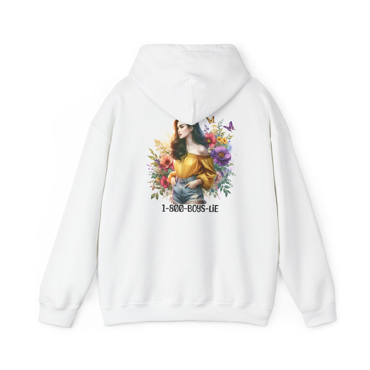 1-800-Boys-Lie Floral Graphic Hoodie, Stylish Unisex Sweatshirt, Trendy Streetwear, Gift for Her, Casual Outfit, Everyday Comfort, Unique Statement Pieces