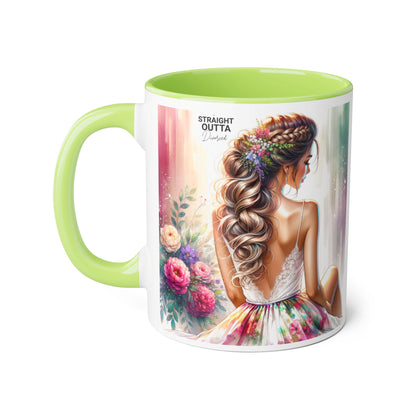 Straight Outta Divorced Humoristic Elegant Floral Accent Mug, Artistic Coffee Cup, Gift for Her, Home Decor, Tea Lover's Mug, Birthday Gift Idea, Wedding Favor