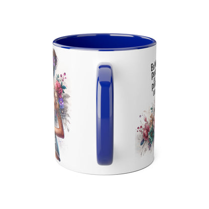 Be My Peace or Peace Out Bohemian Floral Accent Mug - Inspirational Coffee Cup, Gift for Her, Peaceful Vibes, Birthday Present, Home Decor, Artistic Drinkware