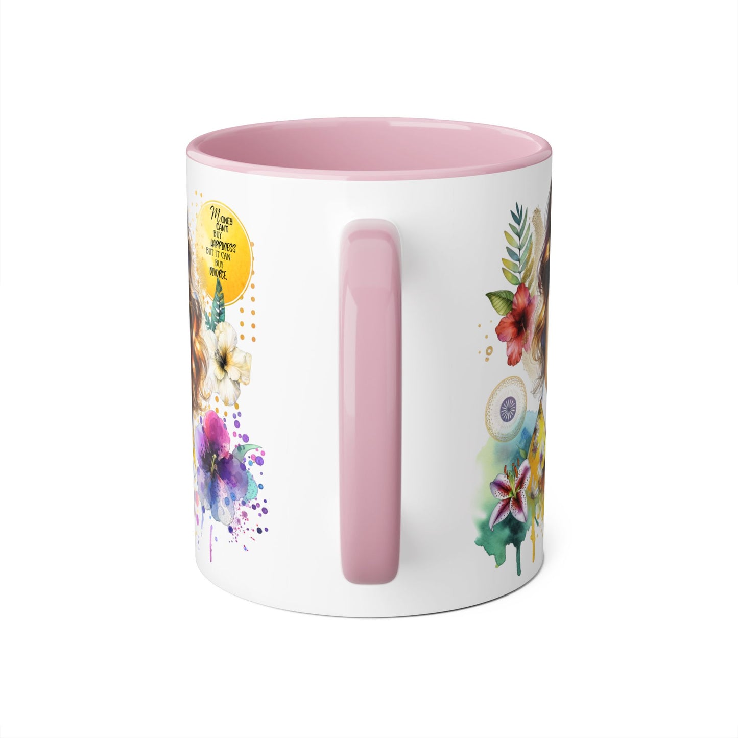 Money Can't Buy Happiness But It Can Buy Divorce Accent Mugs, 11oz