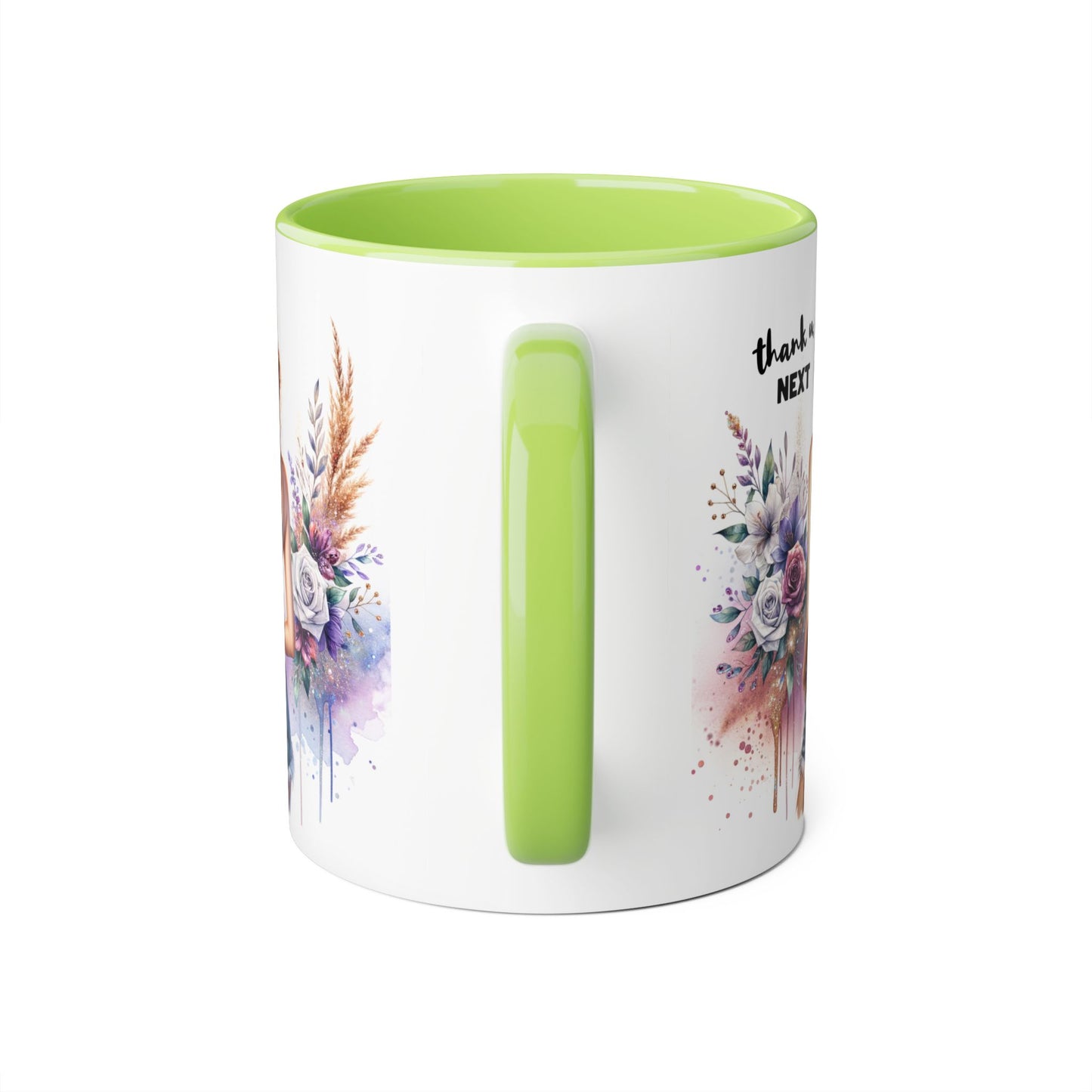 Thank U, Next Boho Inspirational Mug, Coffee Cup, Gift for Friends, Motivational Beverage Holder, Floral Design, Thank U Next