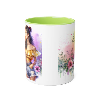 I Can Buy Myself Flowers Colorful Floral Accent Mug, 11oz Coffee Cup, Bohemian Style Drinkware, Perfect Gift for Garden Lovers, Ideal for Birthdays, Mother's Day