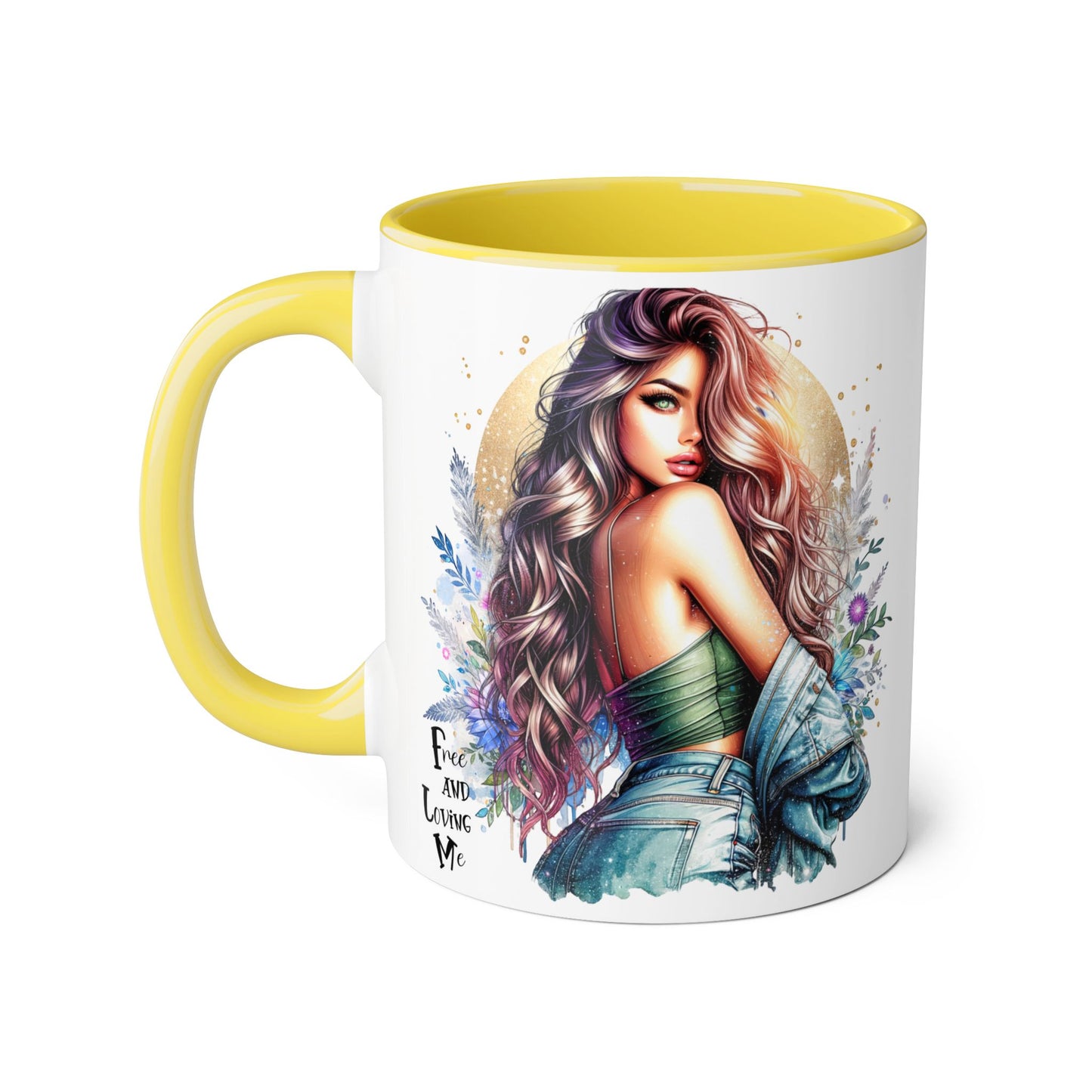 Artistic Accent Mug, Colorful Coffee Cup, Unique Gift for Her, Dreamy Floral Design, Ideal for Birthdays, Self-Care Moments