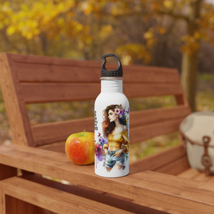 I Am My Own Happily Ever After Empowered Floral Stainless Steel Water Bottle, Motivational Drinkware, Gift for Her, Eco-Friendly Water Bottle, Custom Water Bottle