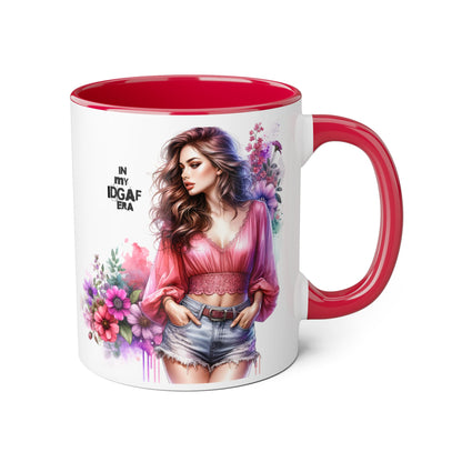 Floral IDGAF Accent Mug - Coffee Cup, Gift for Her, Trendy Mug, Unique Kitchen Decor, Flower Design