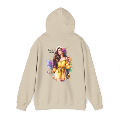 Thank U, Next Whimsical Fairy Art Hooded Sweatshirt, Cozy Apparel, Unique Gift, Casual Wear, Comfortable Layer