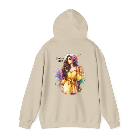 Thank U, Next Whimsical Fairy Art Hooded Sweatshirt, Cozy Apparel, Unique Gift, Casual Wear, Comfortable Layer