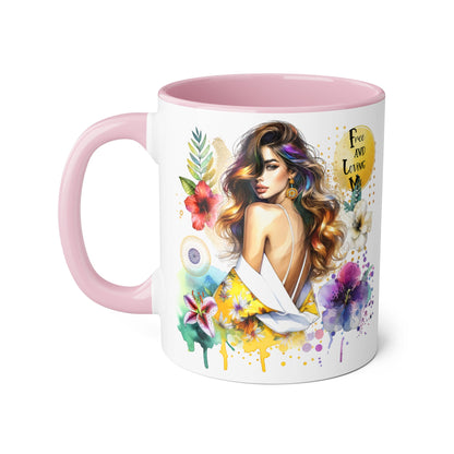 Colorful Artistic Accent Mug - "Free and Loving Me" - Vibrant Coffee Mug for Art Lovers, Gift for Her, Inspirational Drinkware, Home [...]