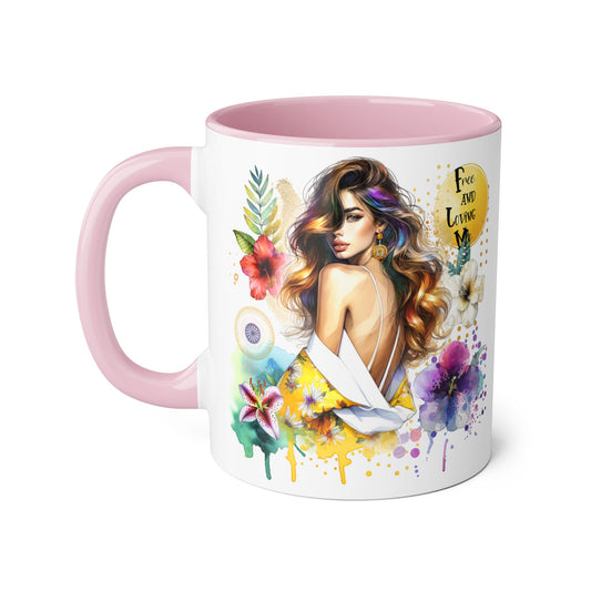 Colorful Artistic Accent Mug - "Free and Loving Me" - Vibrant Coffee Mug for Art Lovers, Gift for Her, Inspirational Drinkware, Home [...]