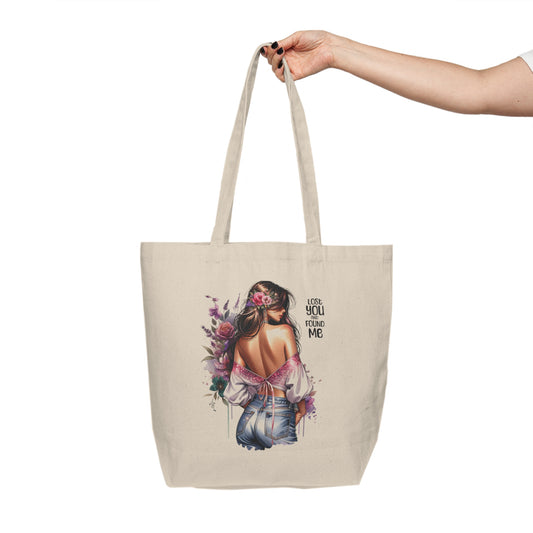 Lost You and Found Me Elegant Floral Canvas Shopping Tote - Eco-Friendly Tote Bag, Gift for Her, Everyday Shopping, Boho Chic, Stylish Beach Bag
