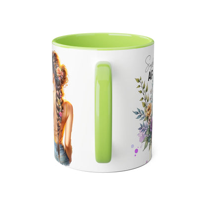 Single AF Floral Accent Mug - Cute Gift for Friends, Coffee Lover, Relationship Humor, Self-Care, Birthday, Celebration