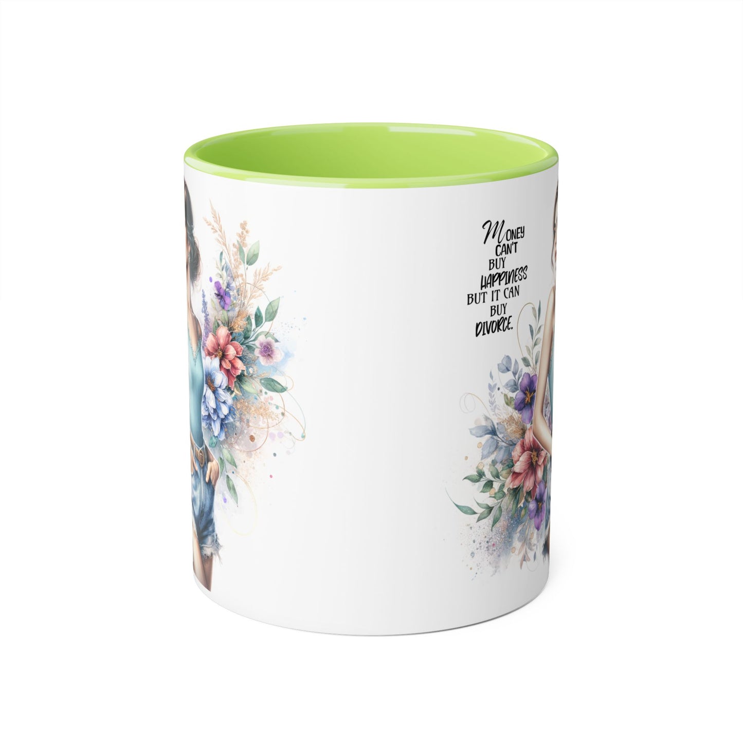 Money Can't Buy Happiness But It Can Buy Divorce Humoristic Inspirational Accent Mugs, Motivational Gift for Women, Floral Coffee Cup, Mother's Day Mug, Women Empowerment Drinkware