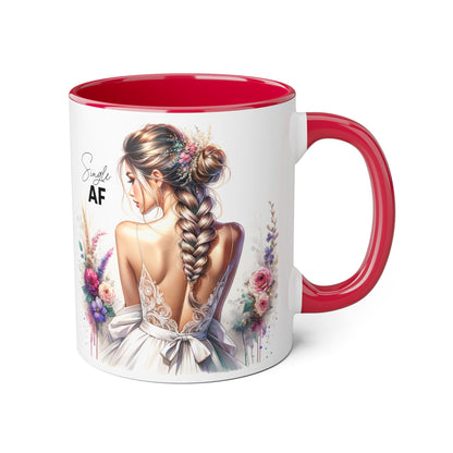 Elegant Floral Accent Mug, Simple AF Coffee Cup, Unique Gifts for Her, Cozy Home Decor, Bridal Shower, Birthday, Everyday Use