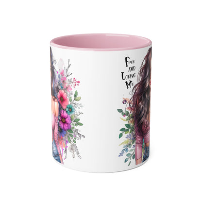 Bohemian Floral Accent Mug, Coffee Cup for Nature Lovers, Inspirational Gift, Home Decor, Unique Art