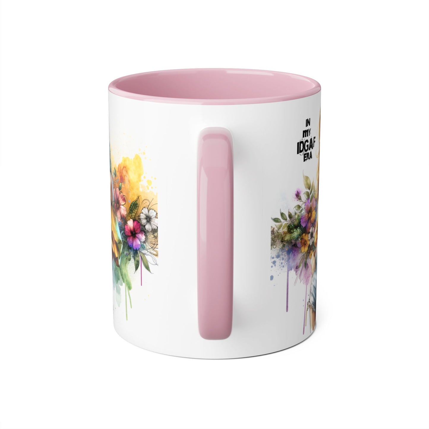 Colorful IDGAF Era Accent Mugs, Unique Coffee Cup for Bold Souls, Gifts for Women, Floral Design Mugs, Fun Cafe Mugs