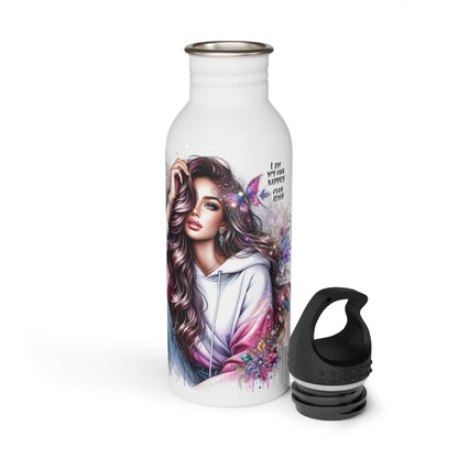 I Am My Own Happily Ever After Stylish Stainless Steel Water Bottle with Floral Design - Perfect for Active Lifestyles