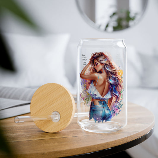 I Am My Own Happily Ever After Stylish 16oz Sipper Glass with Straw - Perfect for Summer Drinks