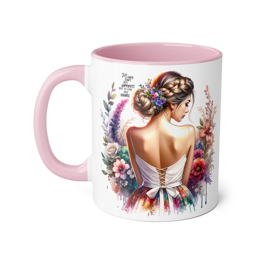 Money Can't Buy Happiness But It Can Buy Divorce Humoristic Floral Beauty Accent Mug, 11oz Coffee Cup, Elegant Gift for Her, Artisanal Mug for Home Decor, Perfect for Birthdays, Weddings, and [...]