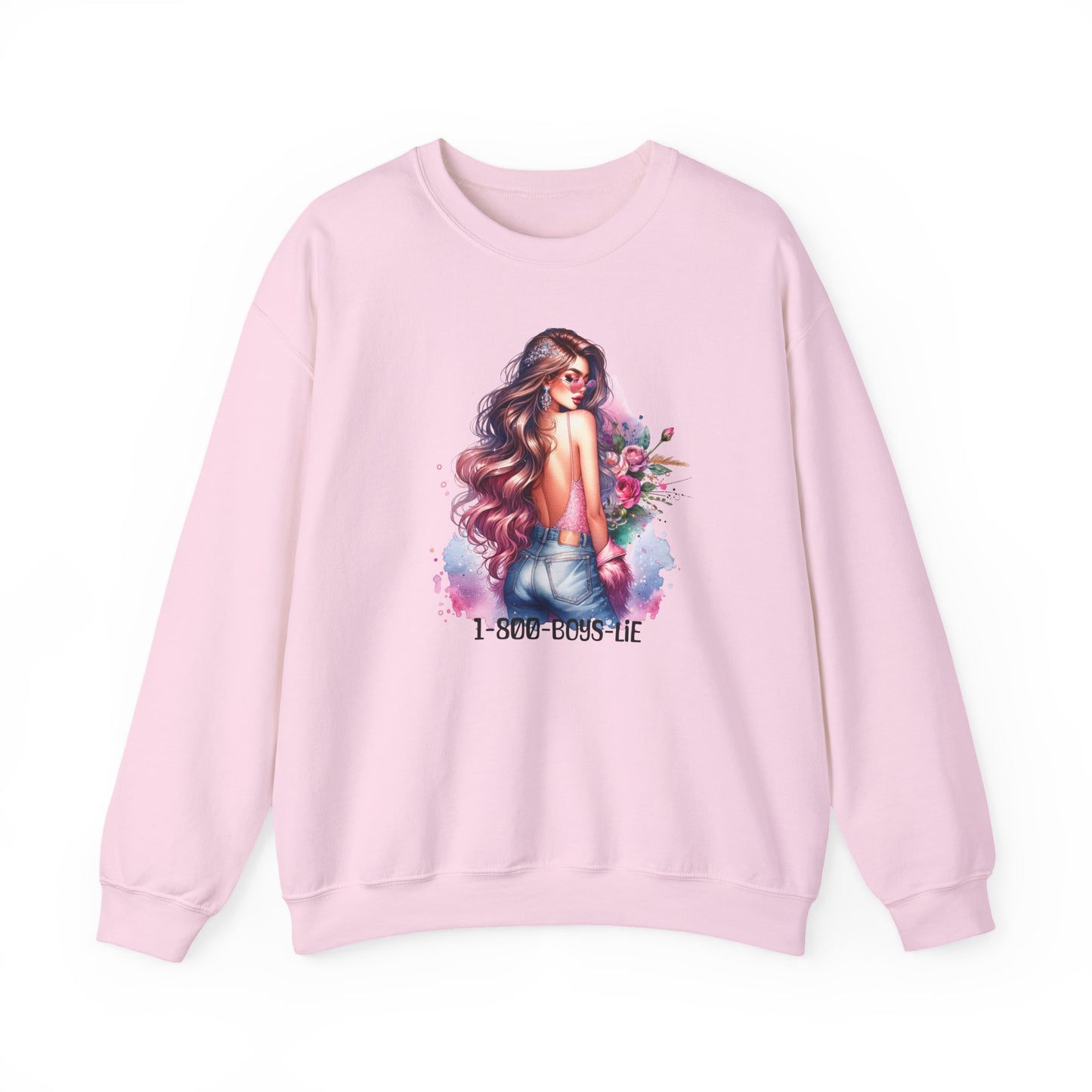 1-800-Boys-Lie Stylish Floral Graphic Sweatshirt, Cozy Crewneck Sweatshirt for Women, Gift for Her, Casual Fashion Top, Spring Wardrobe Essential