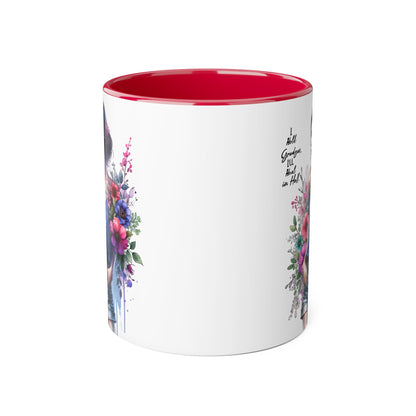 I Hold Grudges, I'll Heal in Hell  Humoristic Floral Accent Mug, 11oz Coffee Cup for Grandma, Gift for Her, Birthday Present, Mother's Day, Home Decor, Floral Design