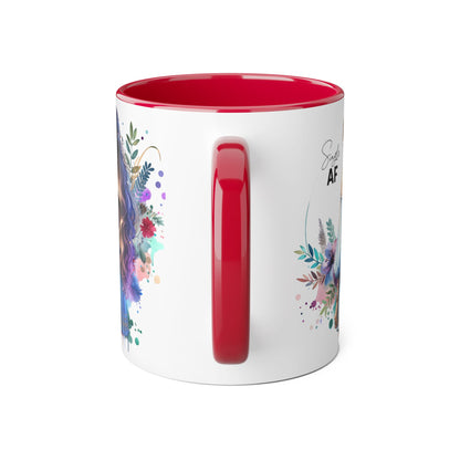 Single AF Boho Art Accent Mug, Unique Coffee Mug, Gift for Her, Floral Mug, Inspirational Mug, Perfect for Birthdays, Encouragement