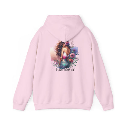 1-800-Boys-Lie Beautiful Floral Mermaid Hoodie - Unisex Heavy Blend™, Perfect for Cozy Days, Gifts, Beach Lovers, Everyday Wear