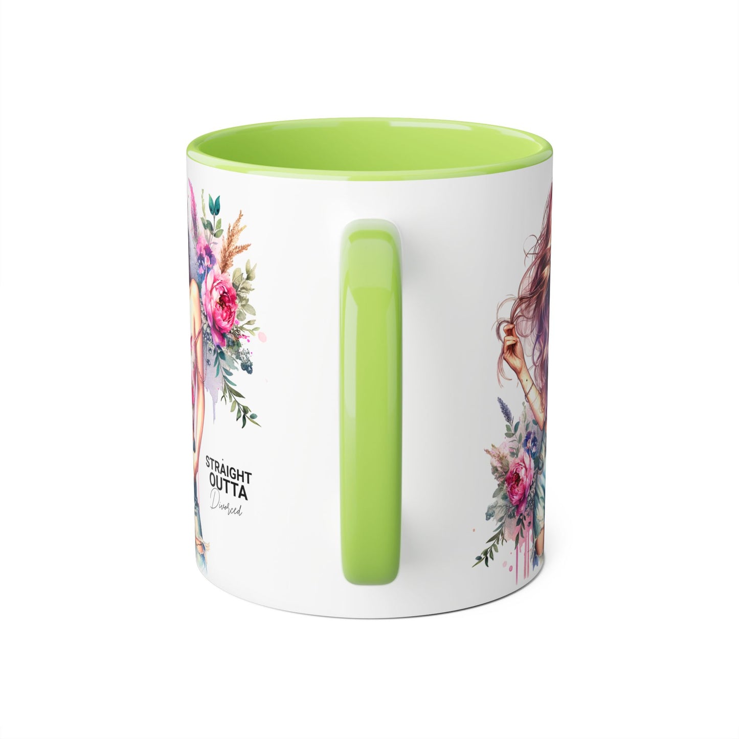Straight Outta Divorced Humoristic Floral Accent Mug - Inspiring Gift for Friends, Unique Coffee Cup, Perfect for Birthdays, Home Decor, Coffee Lovers
