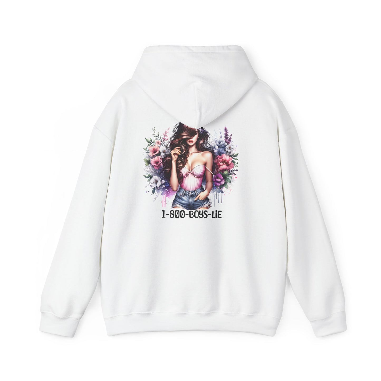 1-800-Boys-Lie Floral Art Hooded Sweatshirt - Cozy Gift for Trendsetters, Women's Fashion, Spring Style, Casual Wear, Birthday Present