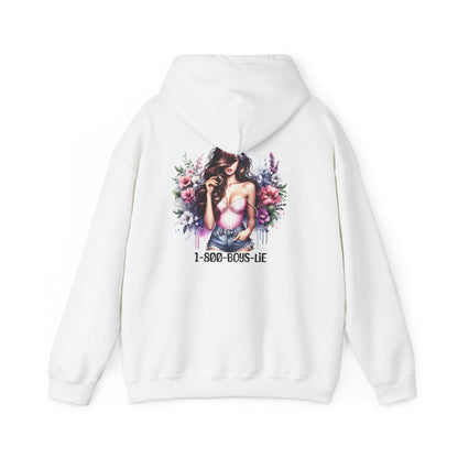 1-800-Boys-Lie Floral Art Hooded Sweatshirt - Cozy Gift for Trendsetters, Women's Fashion, Spring Style, Casual Wear, Birthday Present
