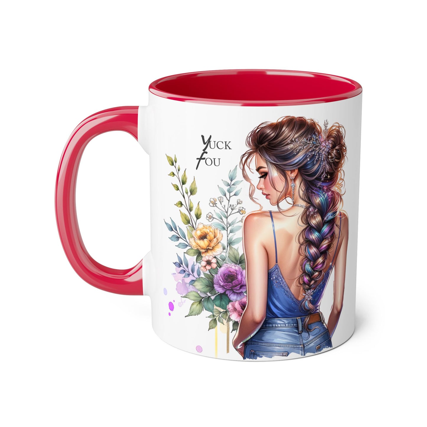 Yuck Fou Floral Inspirational Accent Mug, 11oz Coffee Cup, Gift for Her, Motivational Quote Beverage Holder, Rustic Home Decor