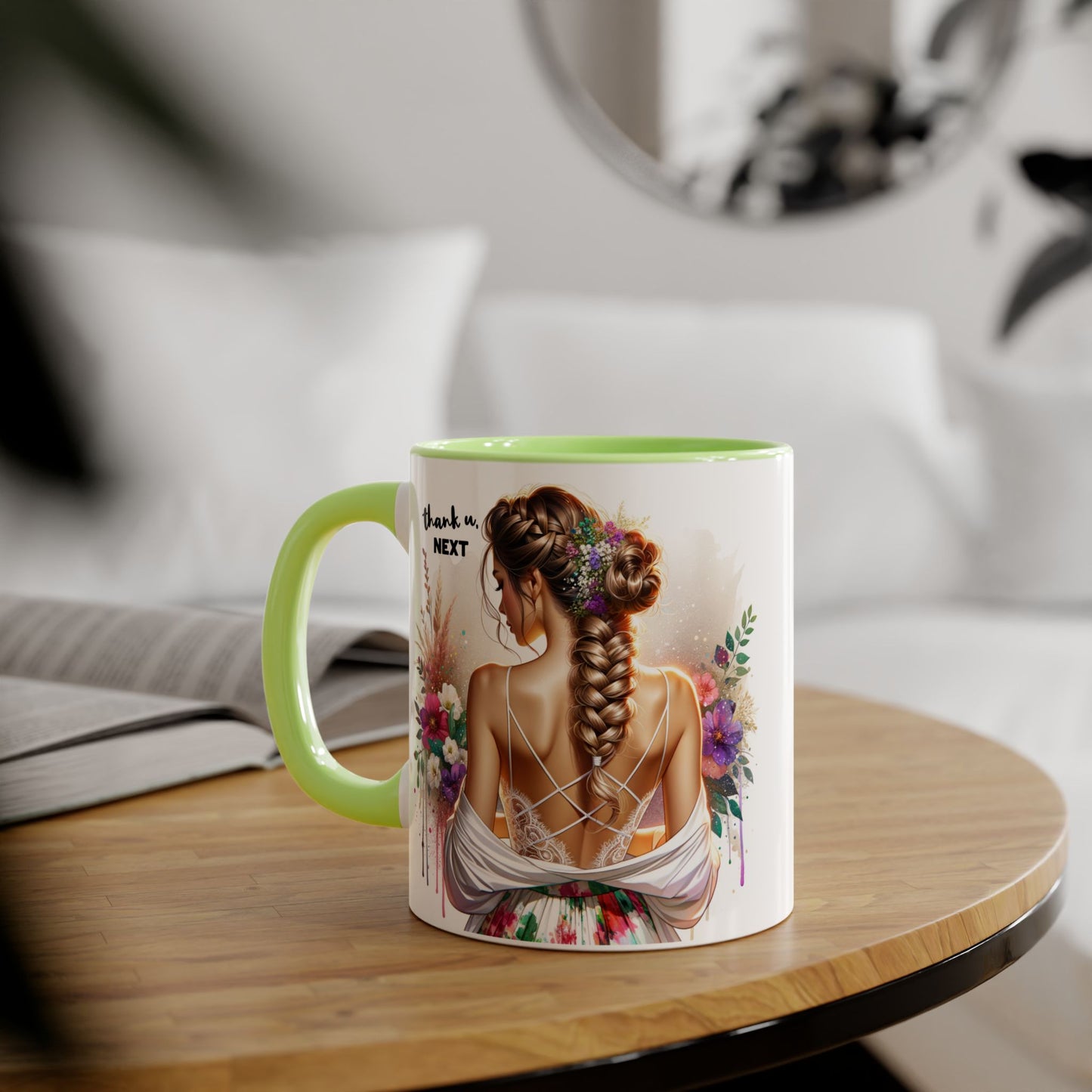 Thank U, Next Chic Floral Accent Mug, Next Season Inspired Coffee Cup, Gift for Her, Boho Style Drinkware, Home Decor, Unique Birthday Present