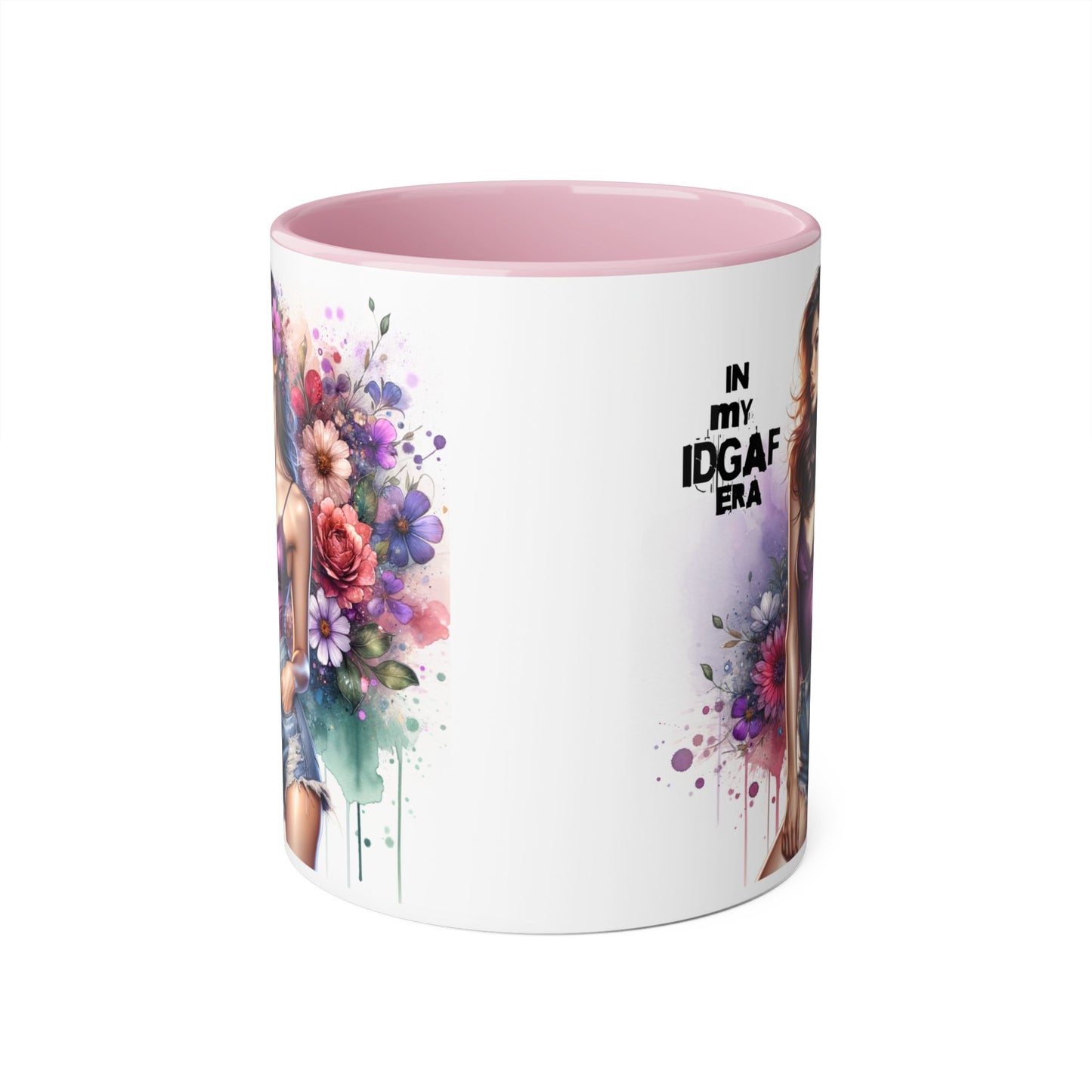 Colorful Floral IDGAF Mug, Inspiring Coffee Cup, Gift for Her, Sassy Drinkware, Unique Floral Mug, Birthday Gift