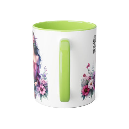 Lost You and Found Me Floral Beauty Accent Mug, Coffee Cup, Gift for Her, Inspirational Quote Mug, Artistic Drinkware, Home Decor