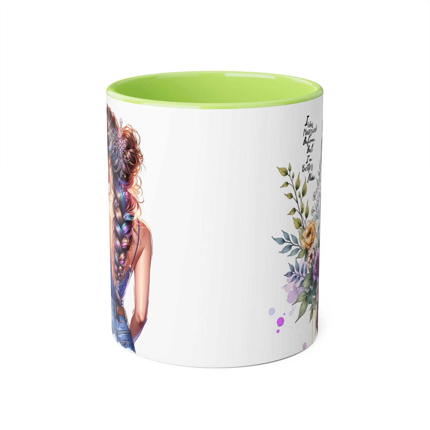 I Was Married Before But I'm Better Now Beautiful Floral Accent Mug - Inspirational Coffee Cup, Gift for Her, Home Decor, Tea Lover, Mother's Day, Birthday