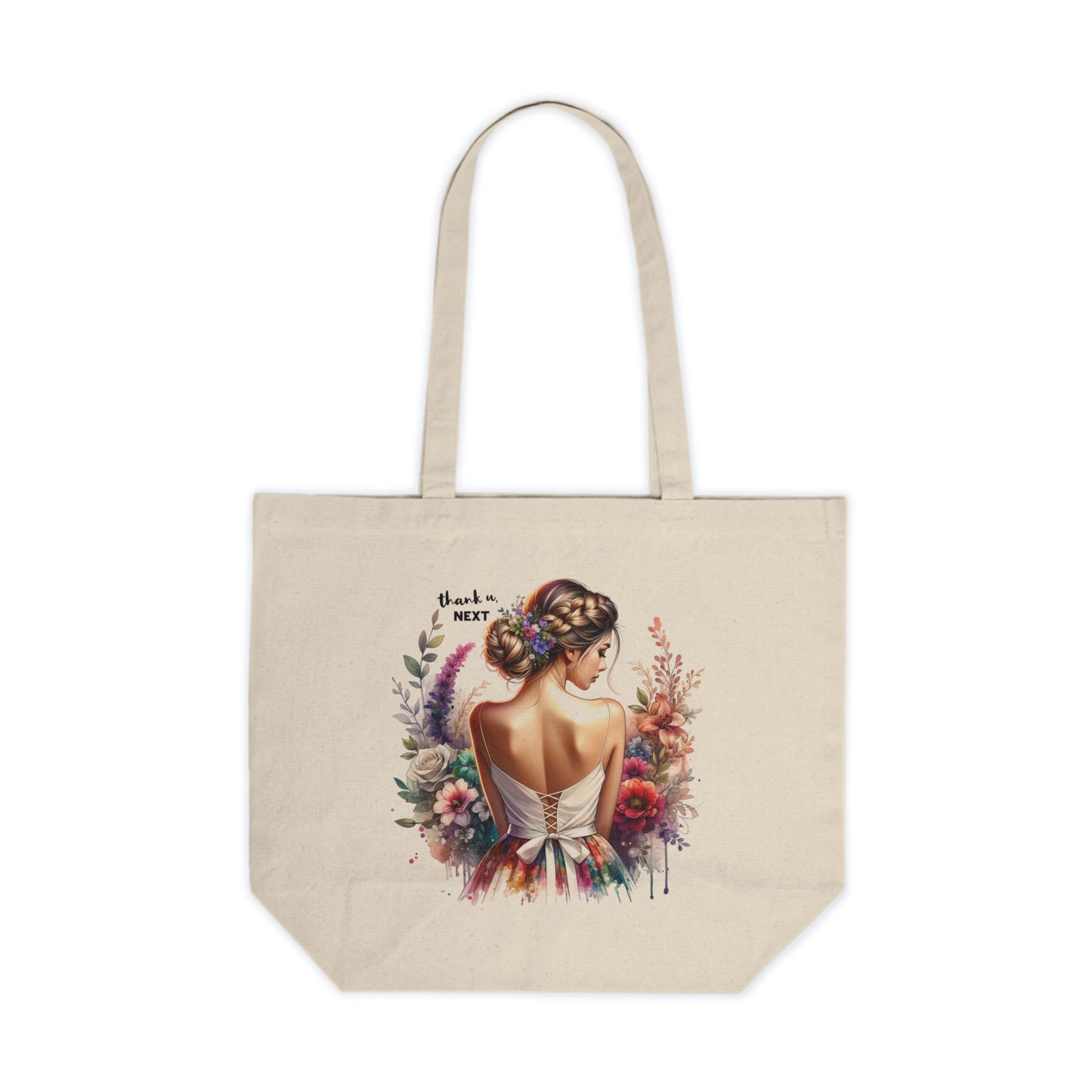 Thank U, Next Floral Bride Tote Bag, Canvas Shopping Tote, Wedding Gift, Bridal Shower Accessory, Eco-Friendly Bag, Personalized Tote