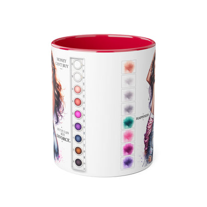 Money Can't Buy Happiness But It Can Buy Divorce Humoristic  Mug, Funny Coffee Cup for Women, Gift for Best Friend, Brighten Your Day with Laughs, Inspirational Drinkware