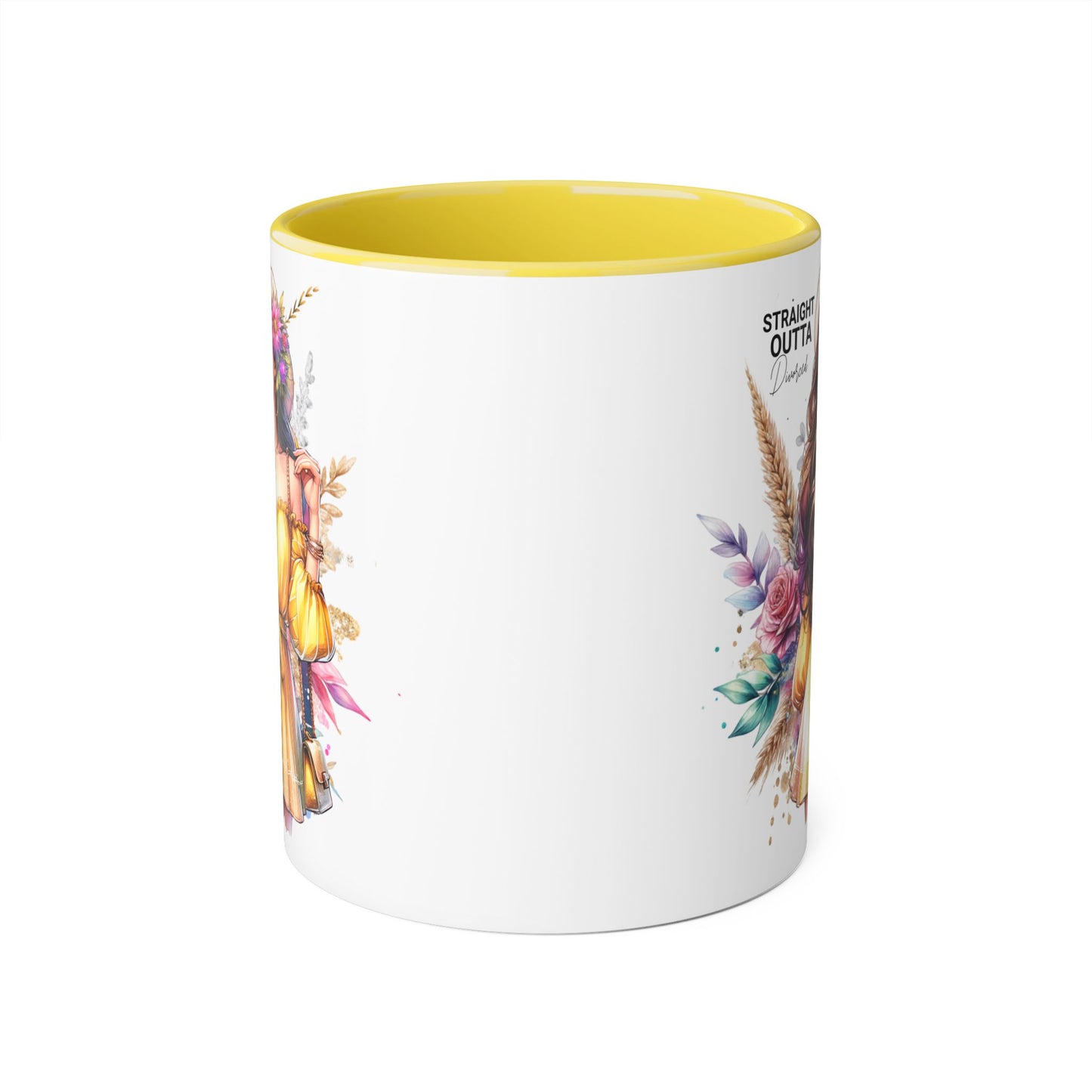 Straight Outta Divorced Humoristic Chic Floral Accent Mug, Stylish Coffee Cup, Trendy Teacup, Unique Gift for Friends, Perfect for Birthdays and Celebrations