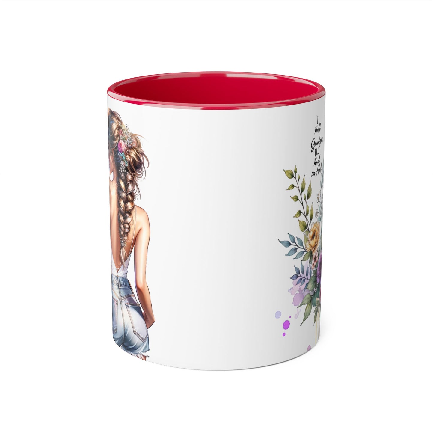 I Hold Grudges, I'll Heal in Hell  Humoristic Floral Back-View Accent Mug, Inspirational Coffee Cup, Perfect Gift for Friends, Mother's Day, Home Decor, Tea Lovers