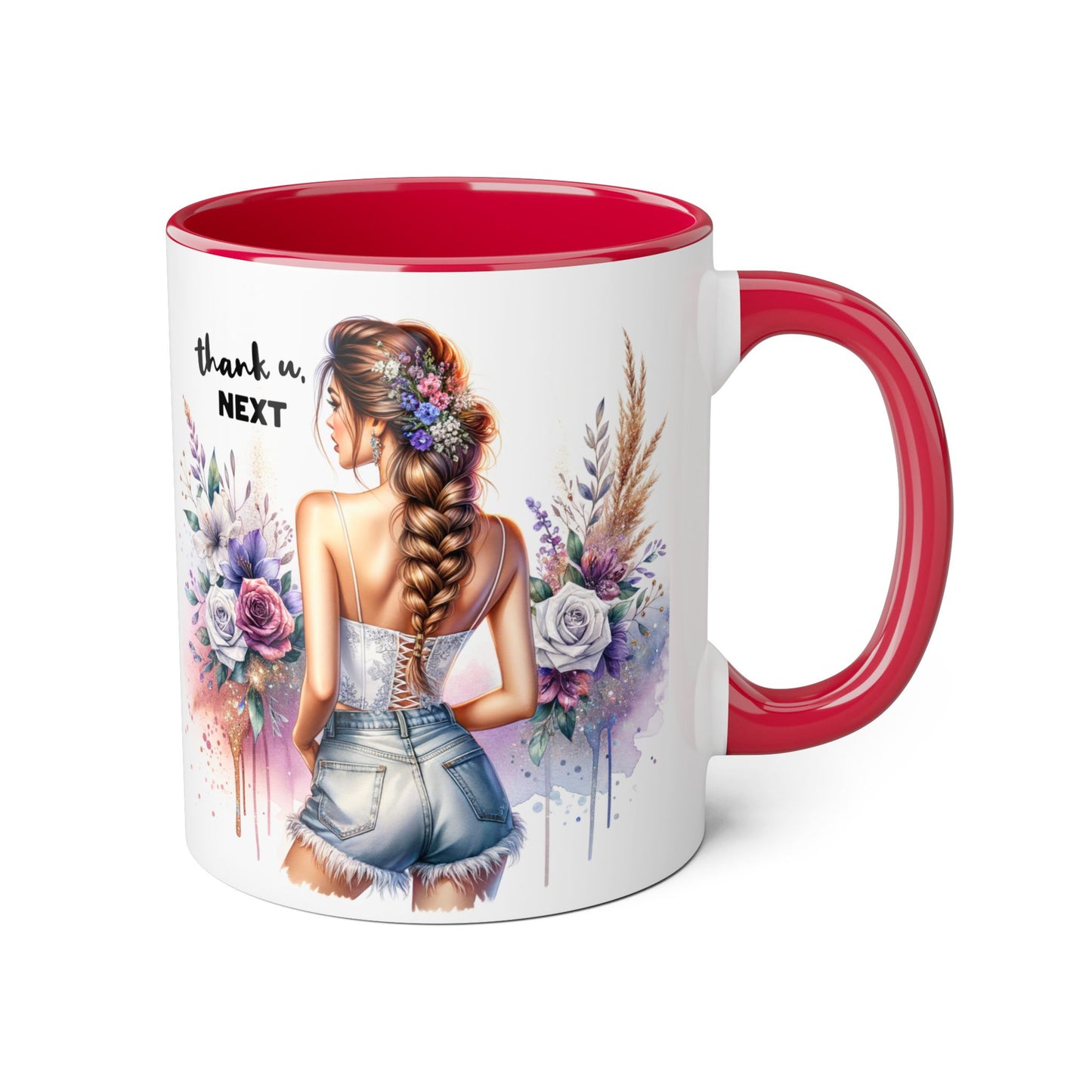 Thank U, Next Boho Inspirational Mug, Coffee Cup, Gift for Friends, Motivational Beverage Holder, Floral Design, Thank U Next