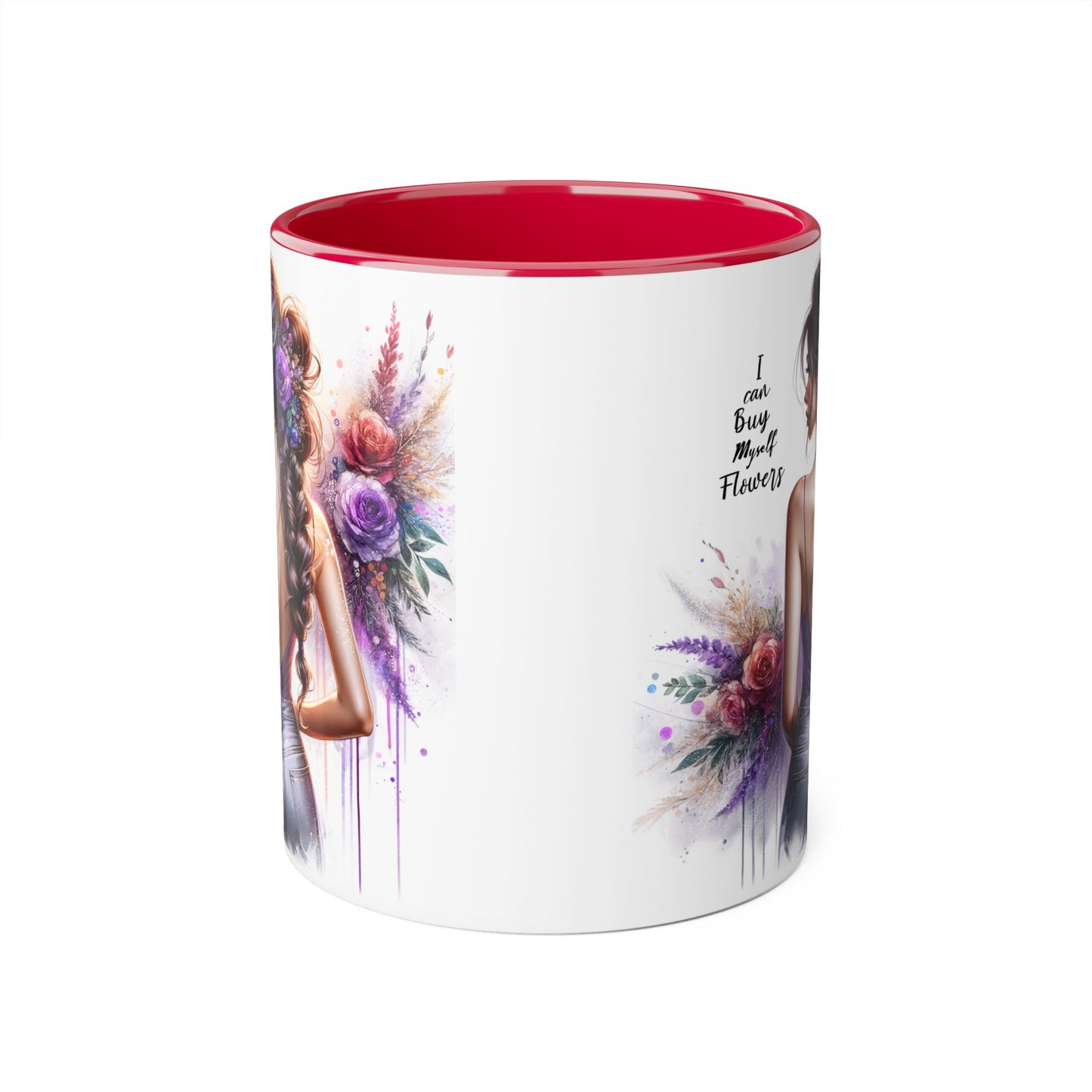 I Can Buy Myself Flowers Floral Artwork Accent Mug, Gift for Flower Lovers, Inspirational Coffee Cup, Unique Home Decor, Mother's Day Present