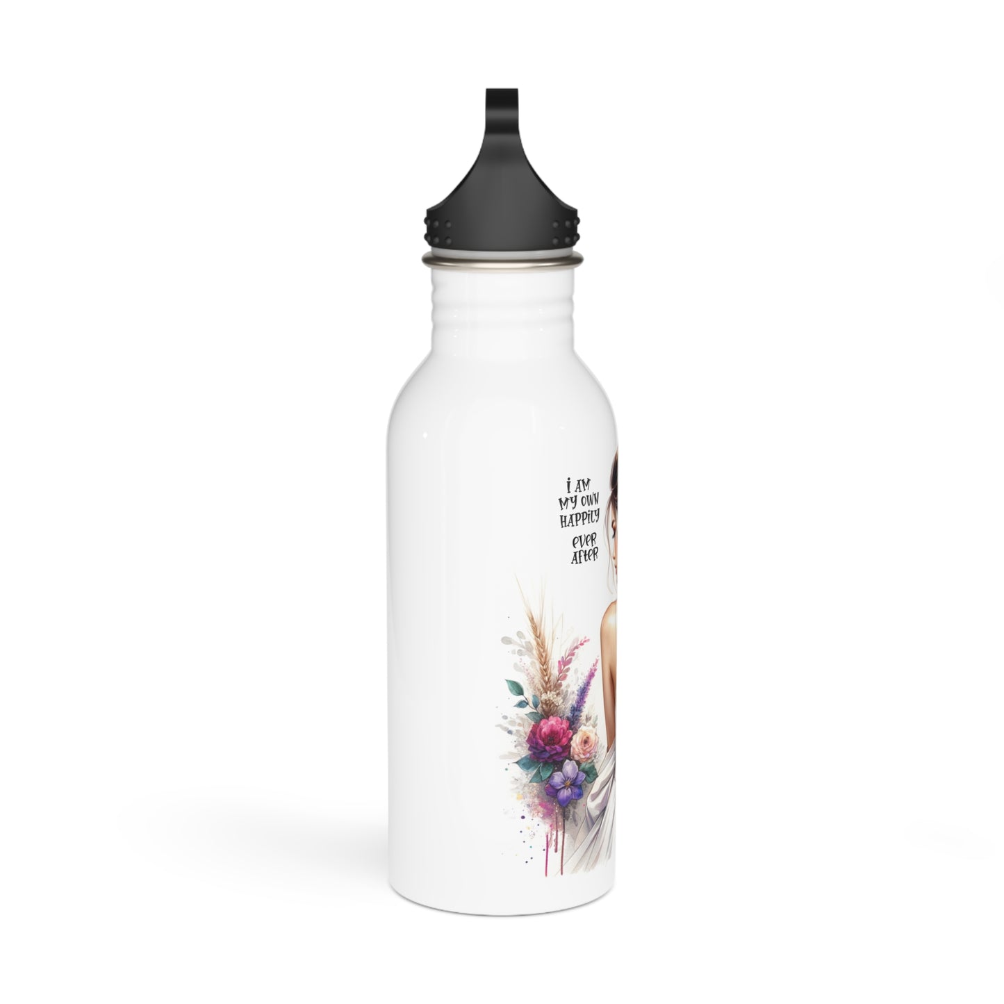 I Am My Own Happily Ever After Bridal Stainless Steel Water Bottle | Wedding Gift with Floral Design